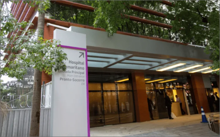 Fachada e entrada do Hospital Samaritano